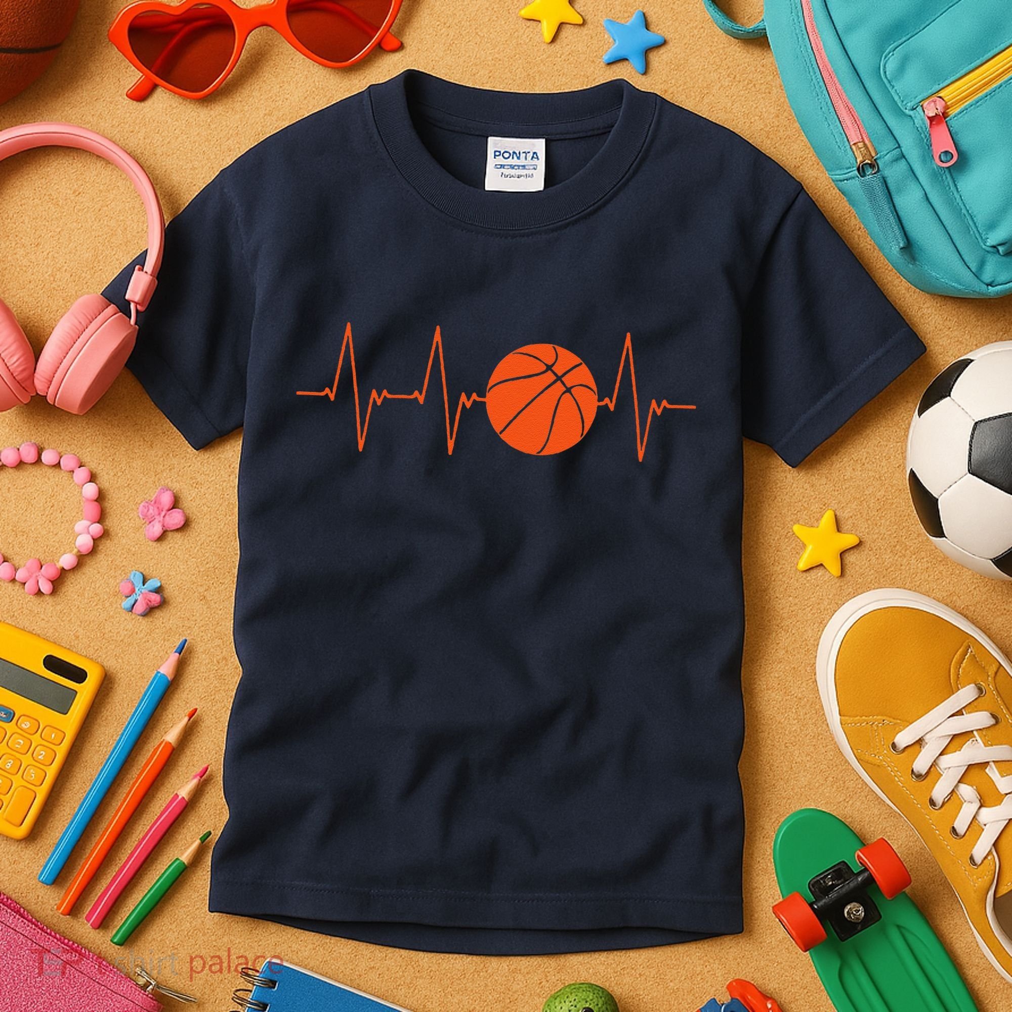 Basketball Heartbeat Bball Gift Kids T-Shirt