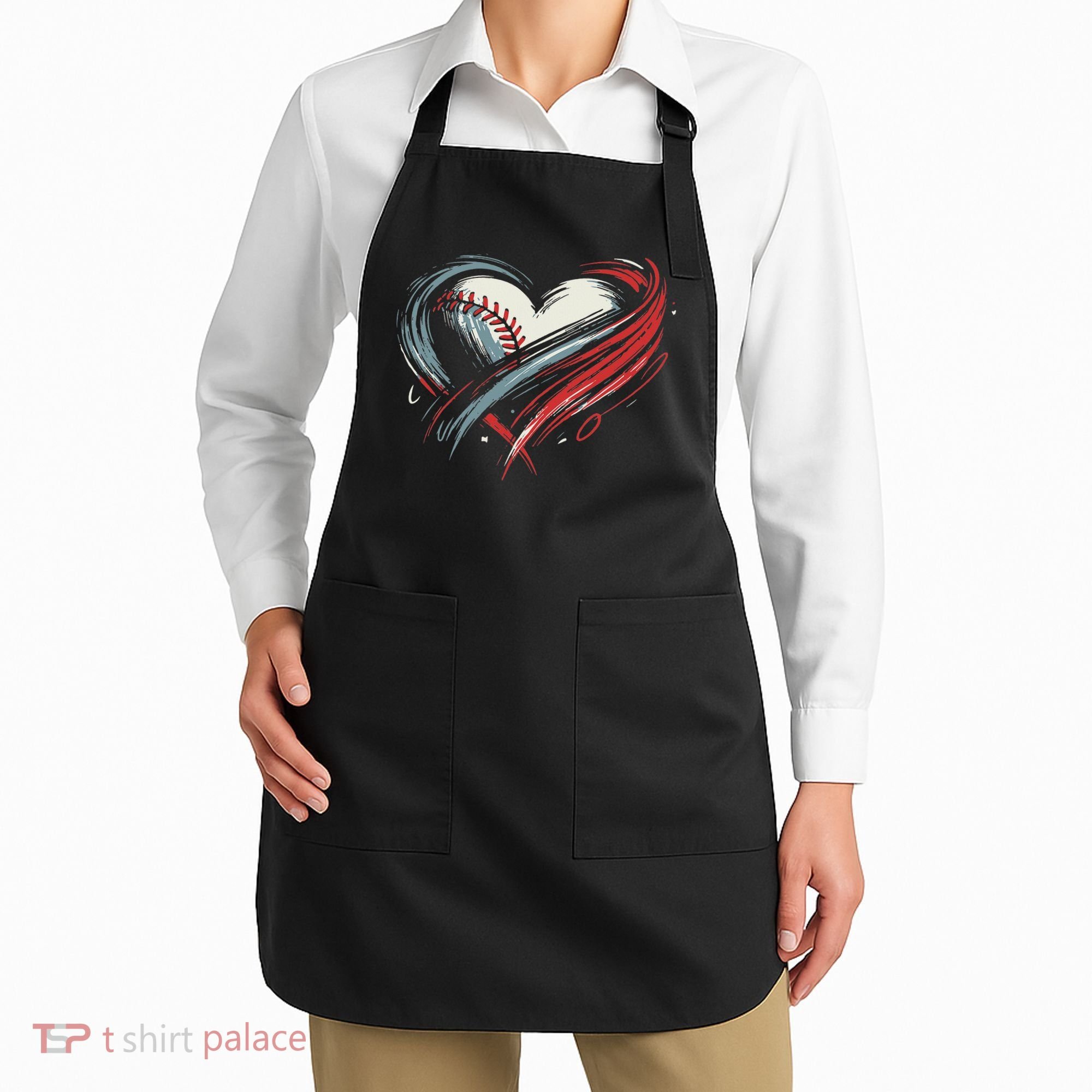 Baseball Heart Baseball Brushstroke Lover Women Apron