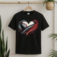 Baseball Heart Baseball Brushstroke Lover Women T-Shirt thumb 2