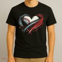 Baseball Heart Baseball Brushstroke Lover Women T-Shirt thumb 3