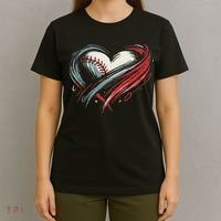 Baseball Heart Baseball Brushstroke Lover Women T-Shirt thumb 4