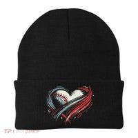 Baseball Heart Baseball Brushstroke Lover Women Beanie thumb 0