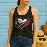 Baseball Heart Baseball Brushstroke Lover Women Women's Tank Top thumb 2