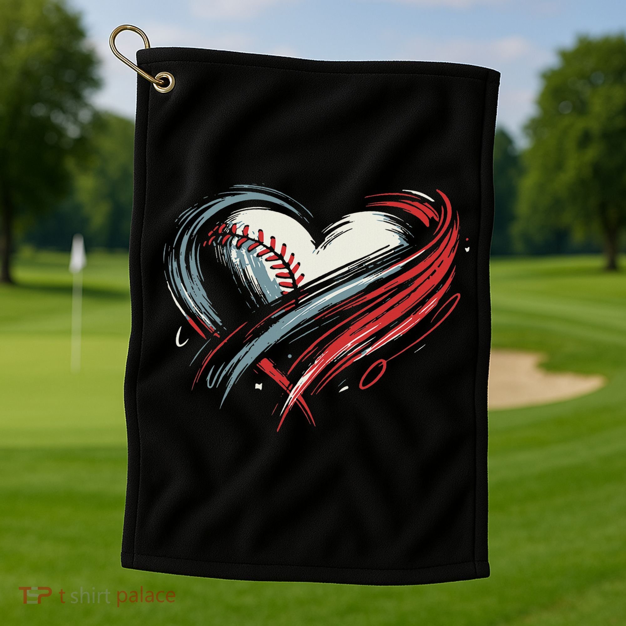 Baseball Heart Baseball Brushstroke Lover Women Golf Towel
