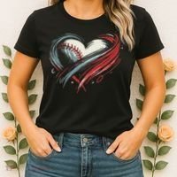 Baseball Heart Baseball Brushstroke Lover Women Women's T-Shirt thumb 2