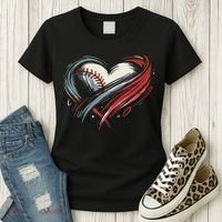 Baseball Heart Baseball Brushstroke Lover Women Women's T-Shirt thumb 3