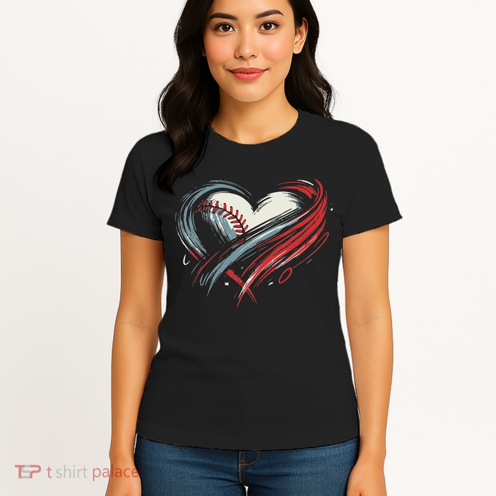 Baseball Heart Baseball Brushstroke Lover Women Women's T-Shirt