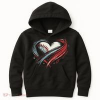 Baseball Heart Baseball Brushstroke Lover Women Kids Hoodie thumb 0