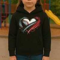 Baseball Heart Baseball Brushstroke Lover Women Kids Hoodie thumb 3