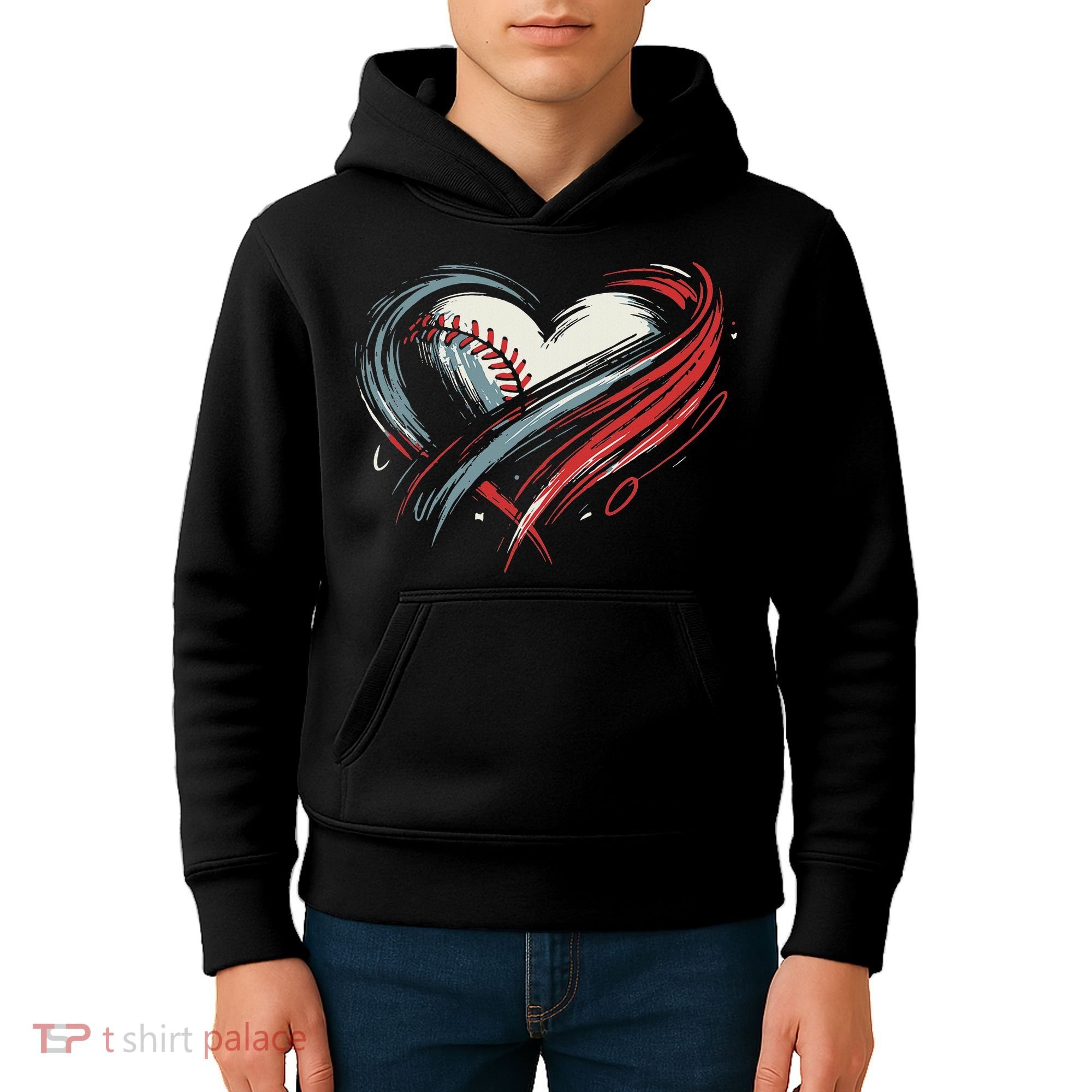 Baseball Heart Baseball Brushstroke Lover Women Kids Hoodie