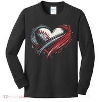 Baseball Heart Baseball Brushstroke Lover Women Kids Long Sleeve Shirt thumb 0