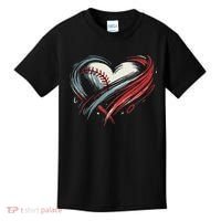 Baseball Heart Baseball Brushstroke Lover Women Kids T-Shirt thumb 0