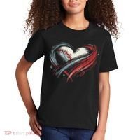 Baseball Heart Baseball Brushstroke Lover Women Kids T-Shirt thumb 2