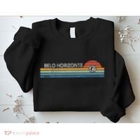 Belo Horizonte Brazil Minas Gerais Retro Sunset Rainbow Idea Sweatshirt thumb 2