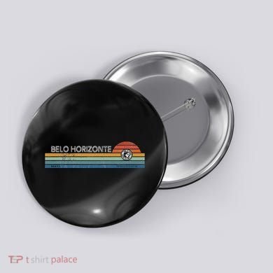 Belo Horizonte Brazil Minas Gerais Retro Sunset Rainbow Idea Button