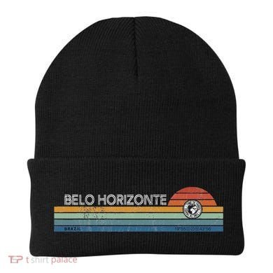 Belo Horizonte Brazil Minas Gerais Retro Sunset Rainbow Idea Beanie