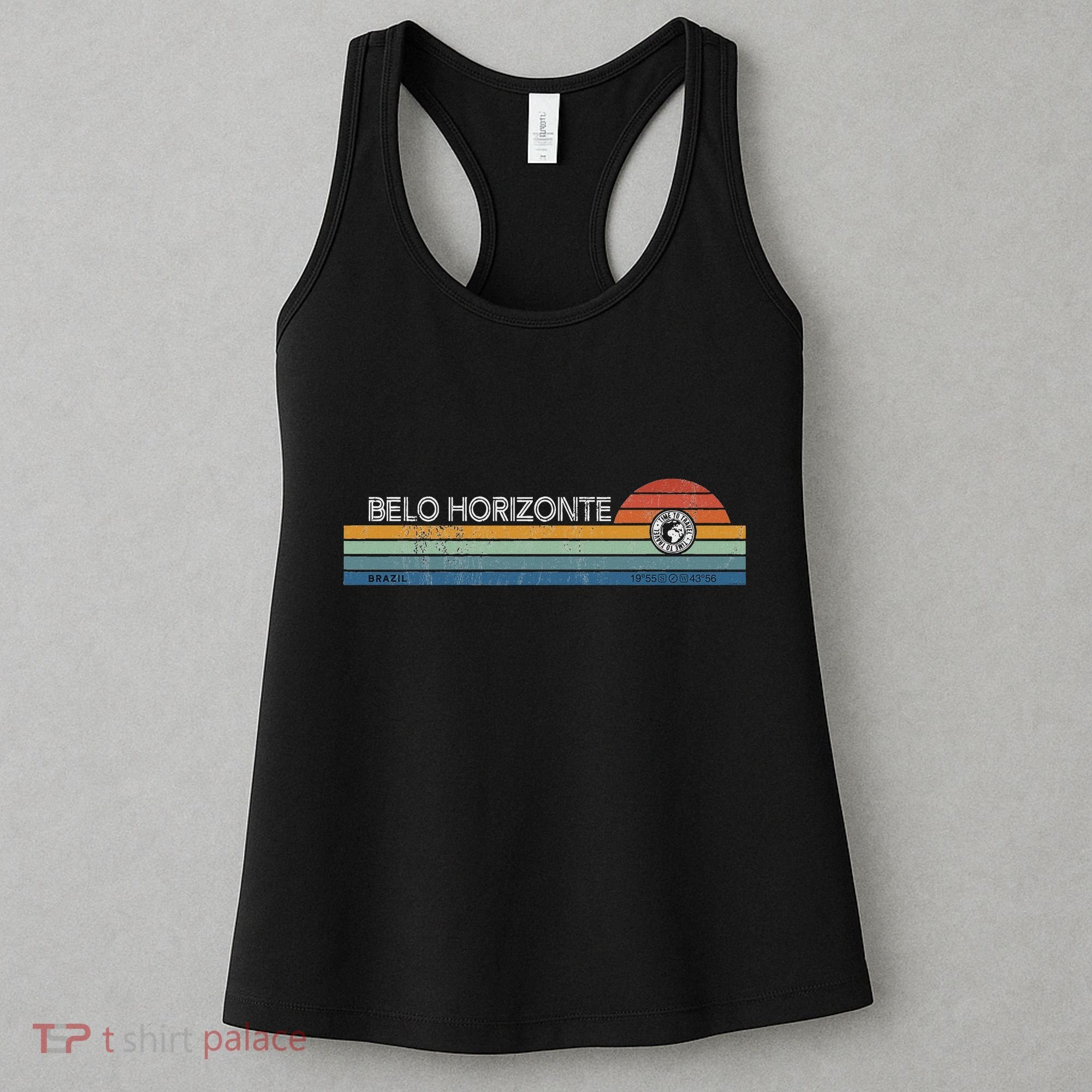 Belo Horizonte Brazil Minas Gerais Retro Sunset Rainbow Idea Women's Tank Top
