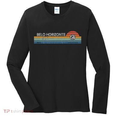 Belo Horizonte Brazil Minas Gerais Retro Sunset Rainbow Idea Women's Long Sleeve Shirt