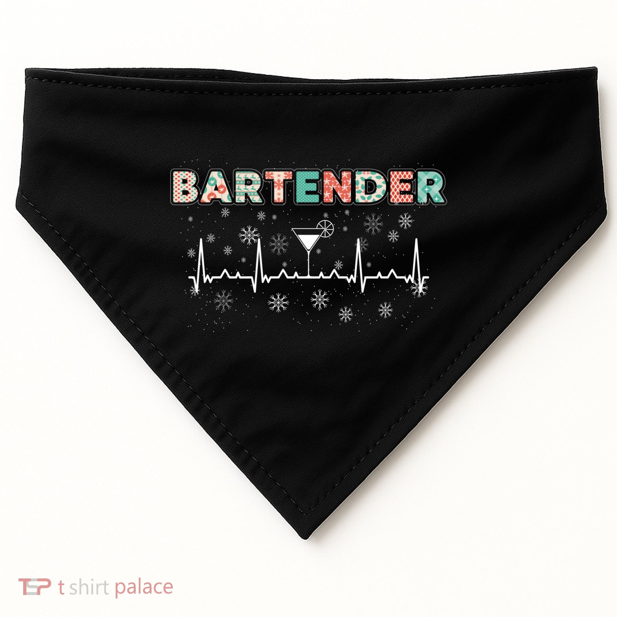 Bartender Heartbeat Bartending Lover Cocktail Maker Xmas Great Gift USA-Made Doggie Bandana