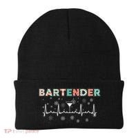 Bartender Heartbeat Bartending Lover Cocktail Maker Xmas Great Gift Beanie thumb 0