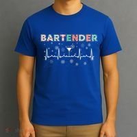 Bartender Heartbeat Bartending Lover Cocktail Maker Xmas Great Gift T-Shirt thumb 3