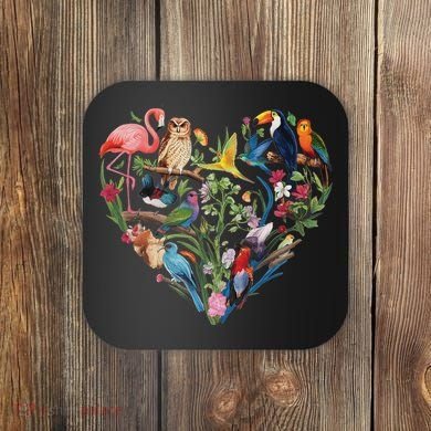 Bird Heart Birding Bird Watching Birder Bird Watcher Design Coaster