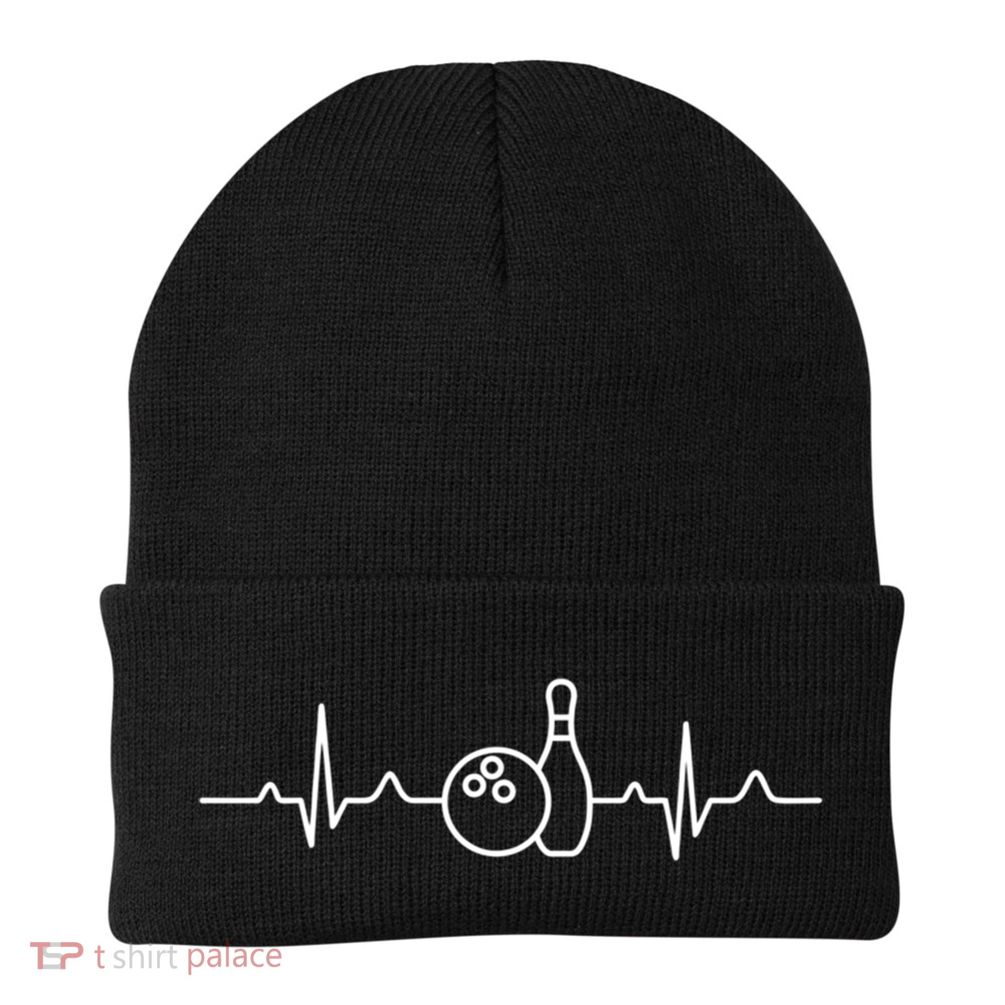 Bowling Heartbeat Bowling Funny Gift Bowling Team Party Gift Beanie