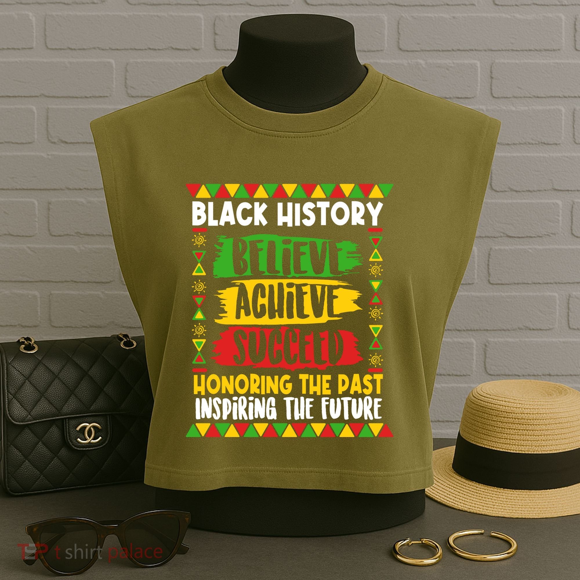 Black History Believe Achieve Succeed Honoring The Past Inspiring The Future Garment-Dyed Women's Muscle Tee