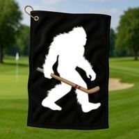 Bigfoot Hockey Cryptid Sasquatch Sport Player Gift Golf Towel thumb 1