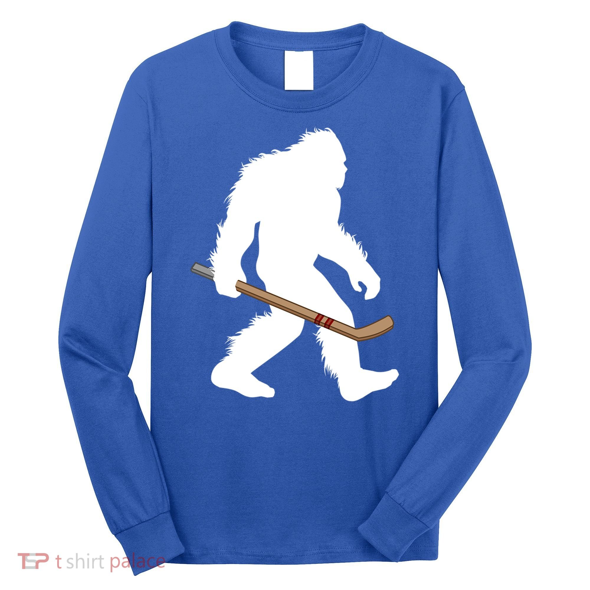 Bigfoot Hockey Cryptid Sasquatch Sport Player Gift Long Sleeve Shirt