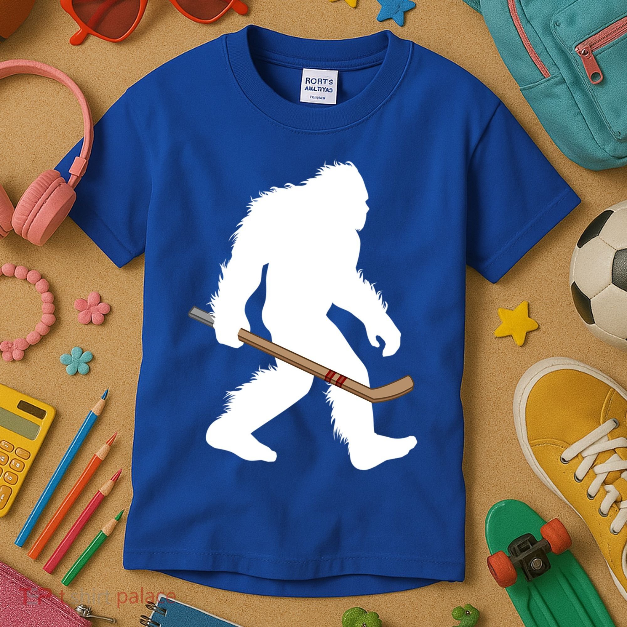 Bigfoot Hockey Cryptid Sasquatch Sport Player Gift Kids T-Shirt