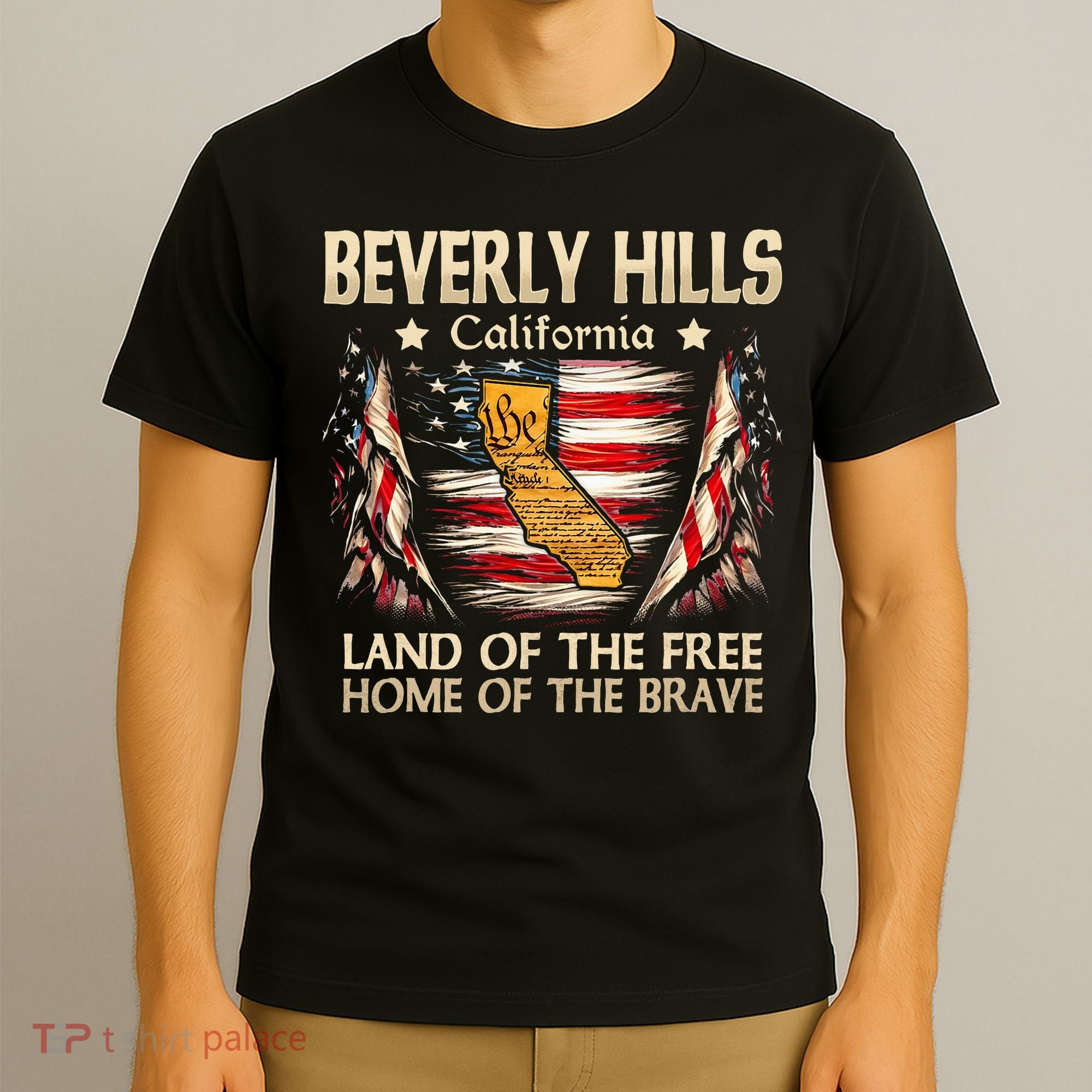 Beverly Hills California Usa Flag 4th Of July T-Shirt