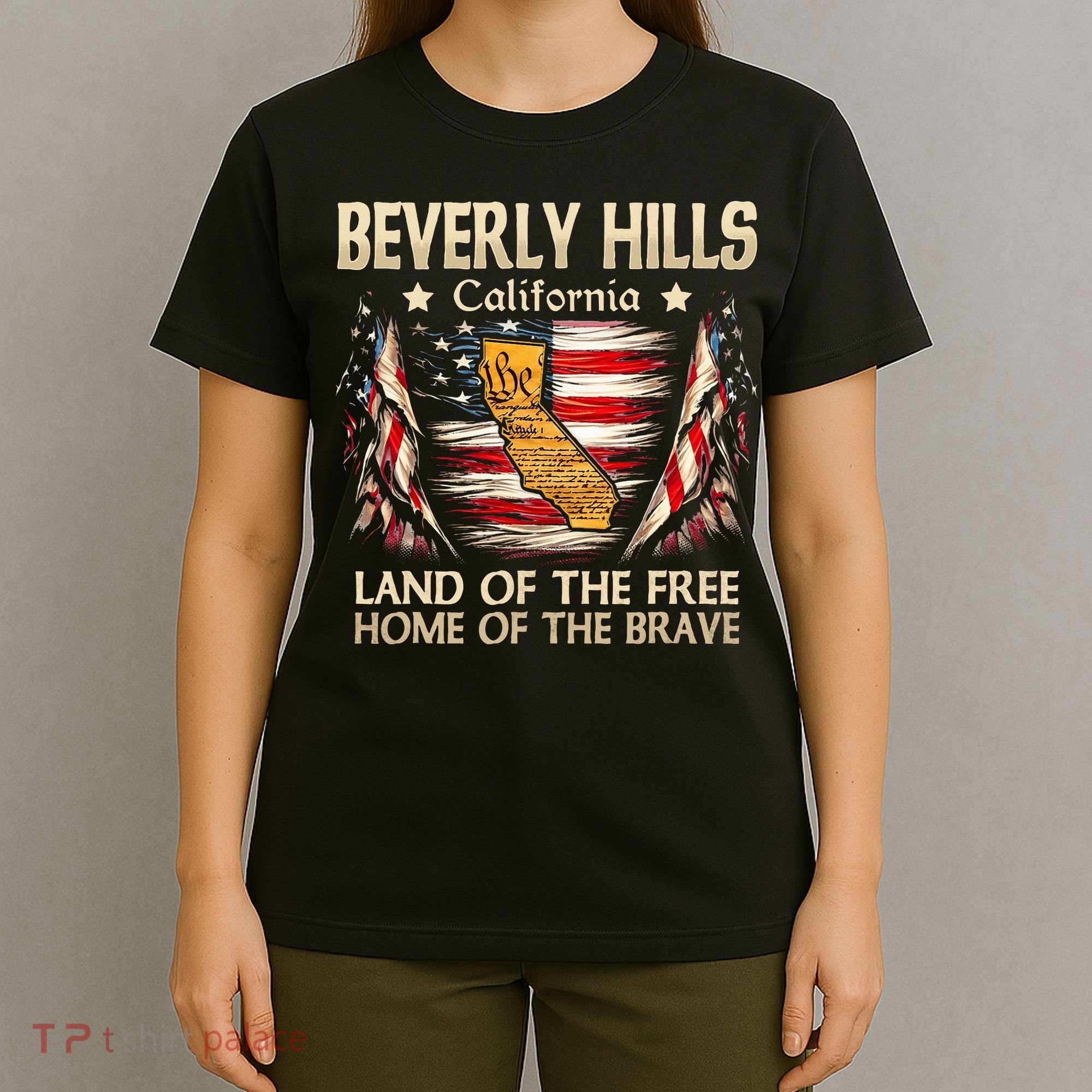 Beverly Hills California Usa Flag 4th Of July T-Shirt