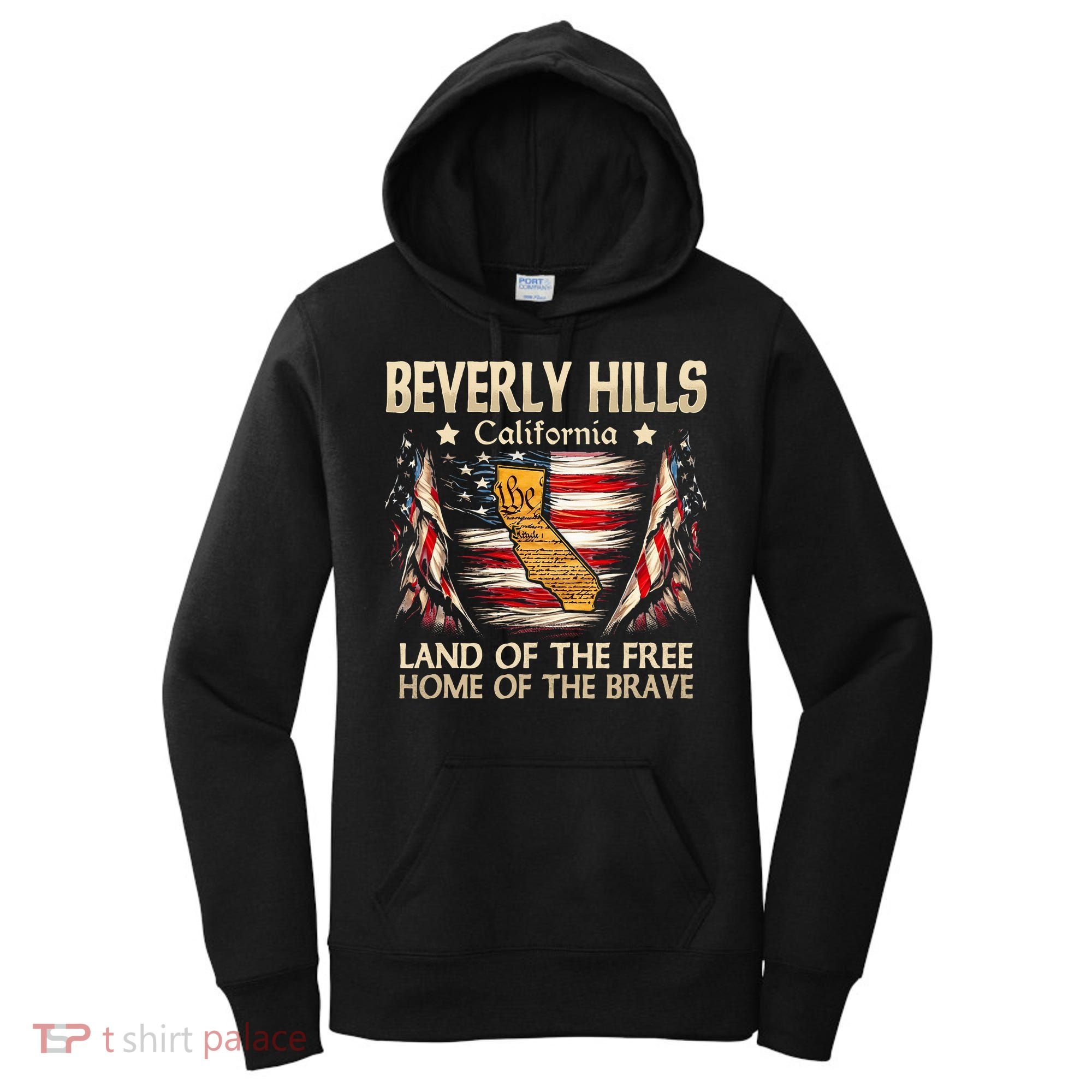 Beverly Hills California Usa Flag 4th Of July Women's Hoodie