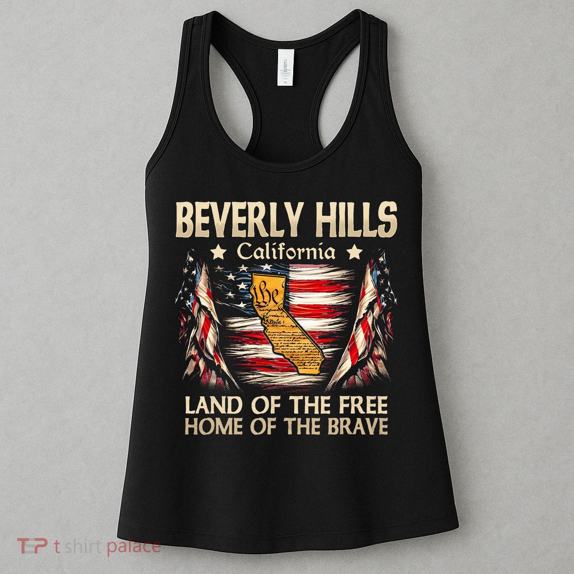 Beverly Hills California Usa Flag 4th Of July Women's Tank Top