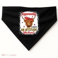 Bleached Highland Cow Apparently I Have An Attitude Who Knew USA-Made Doggie Bandana thumb 0