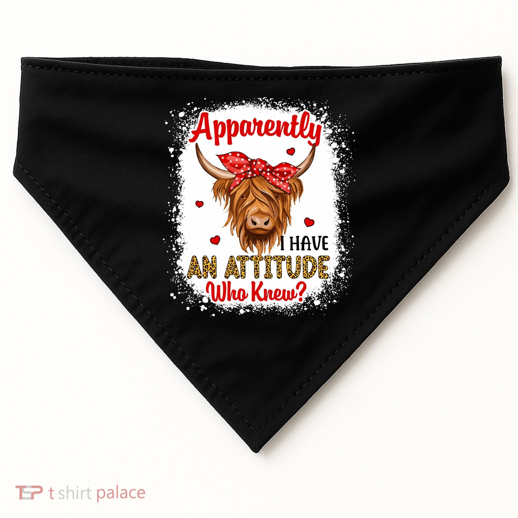 Bleached Highland Cow Apparently I Have An Attitude Who Knew USA-Made Doggie Bandana