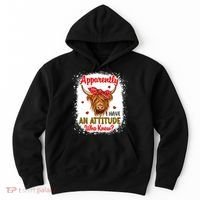 Bleached Highland Cow Apparently I Have An Attitude Who Knew Hoodie thumb 0