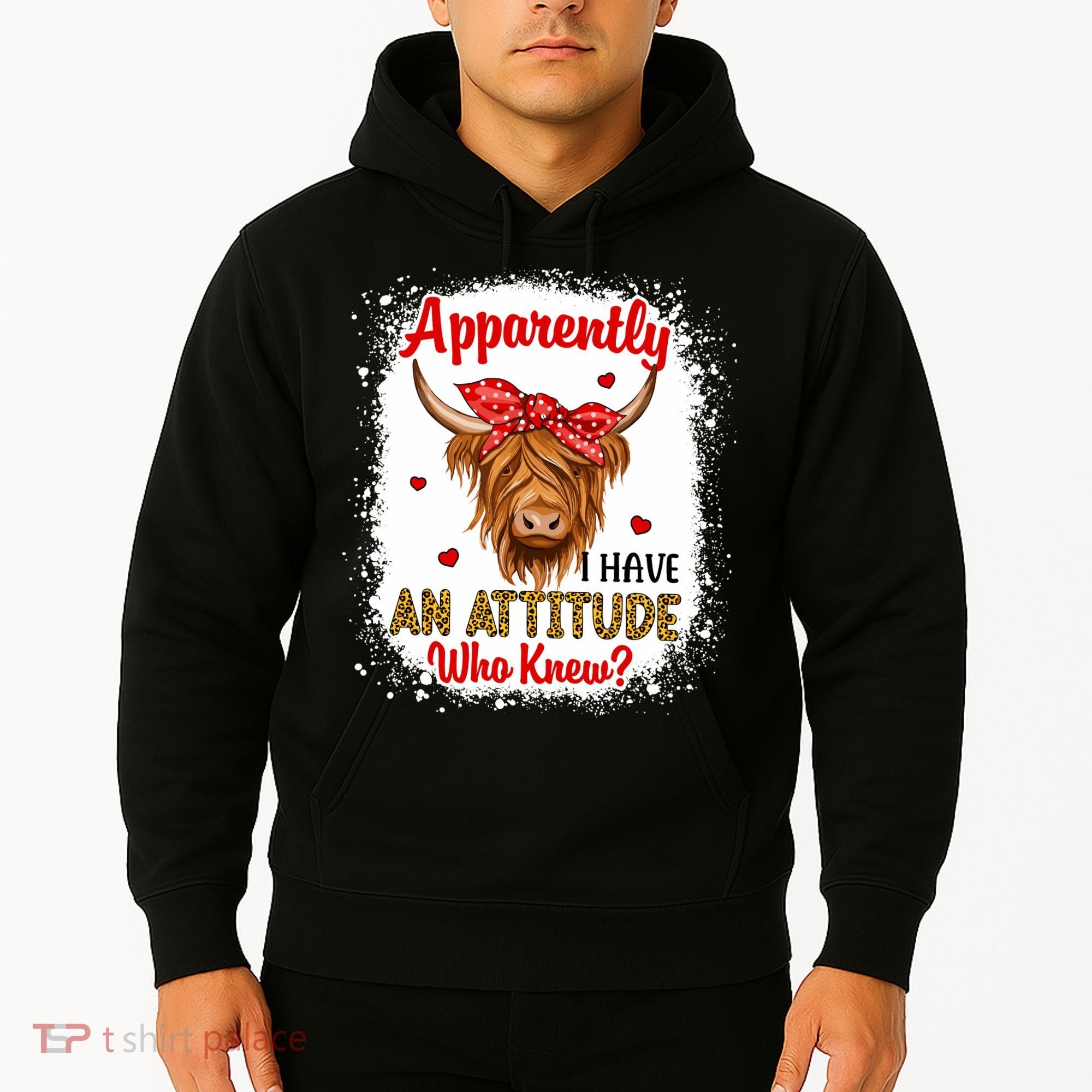 Bleached Highland Cow Apparently I Have An Attitude Who Knew Hoodie