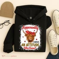 Bleached Highland Cow Apparently I Have An Attitude Who Knew Hoodie thumb 4