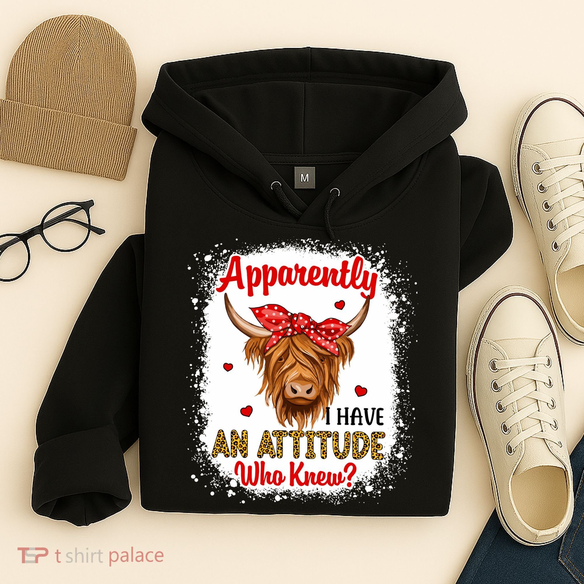 Bleached Highland Cow Apparently I Have An Attitude Who Knew Hoodie