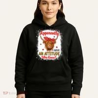 Bleached Highland Cow Apparently I Have An Attitude Who Knew Hoodie thumb 5