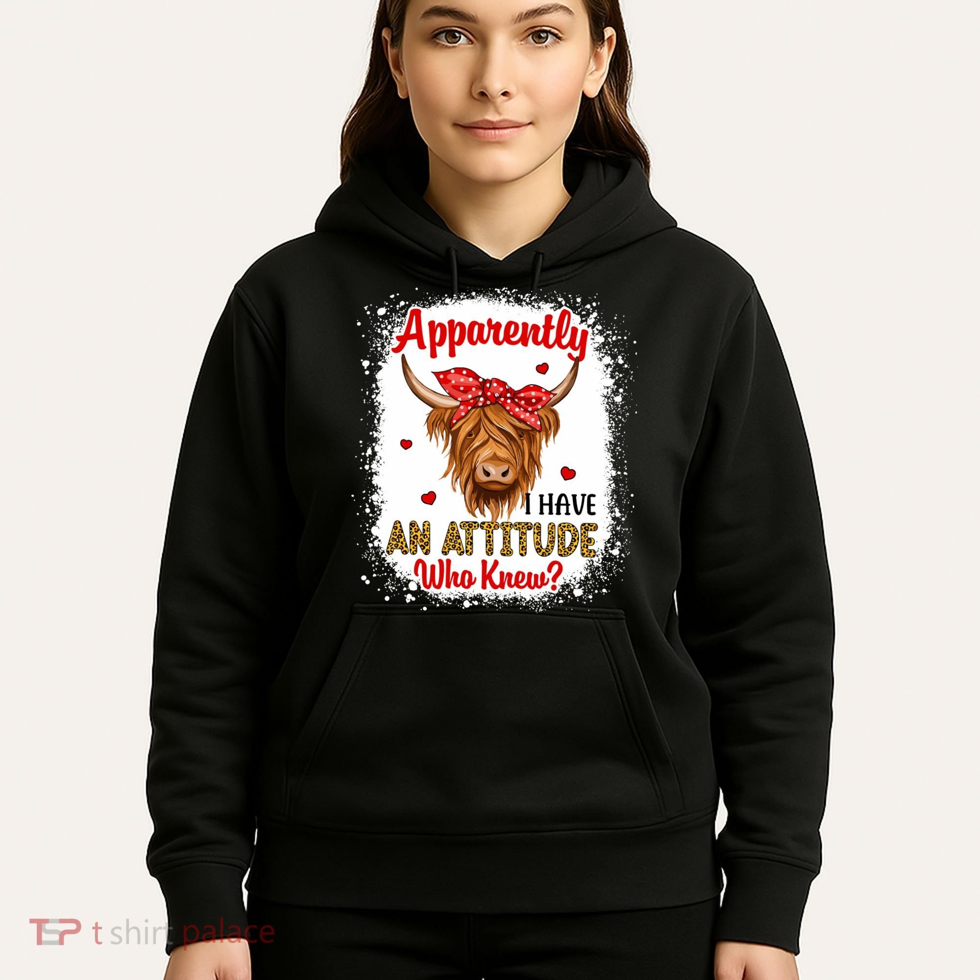 Bleached Highland Cow Apparently I Have An Attitude Who Knew Hoodie