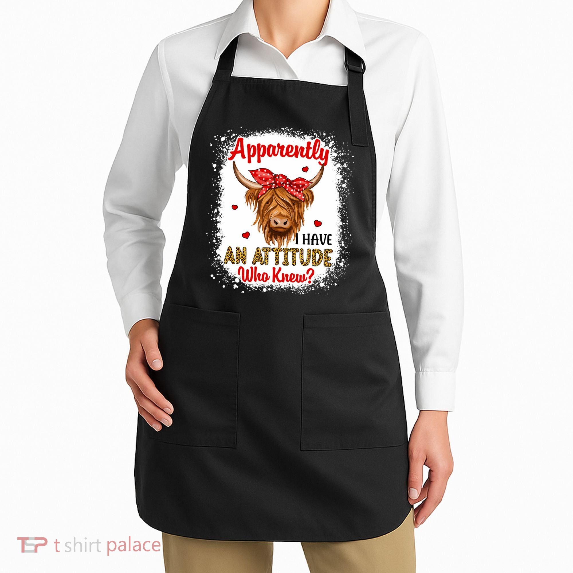 Bleached Highland Cow Apparently I Have An Attitude Who Knew Apron