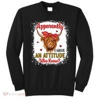 Bleached Highland Cow Apparently I Have An Attitude Who Knew Sweatshirt thumb 0