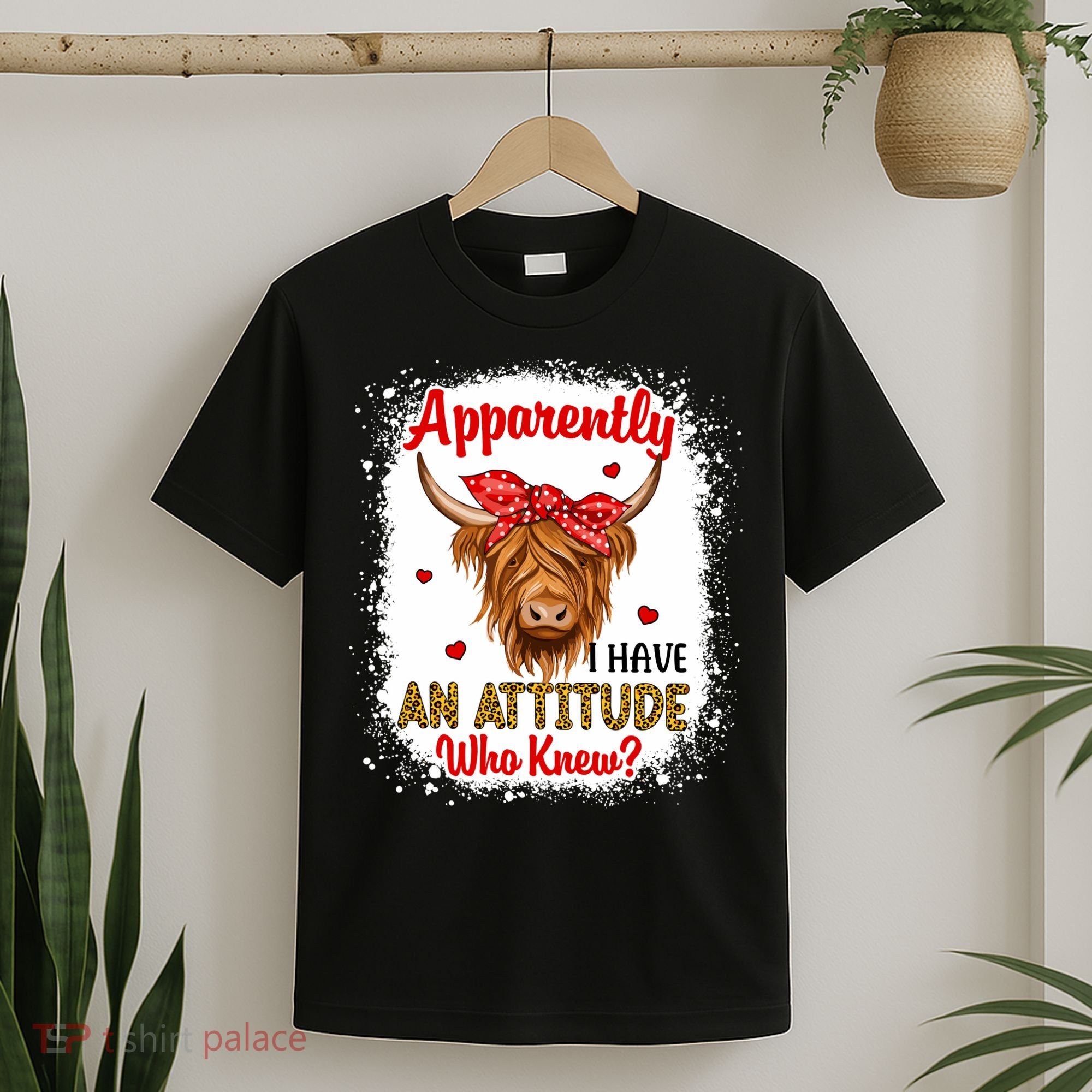 Bleached Highland Cow Apparently I Have An Attitude Who Knew T-Shirt