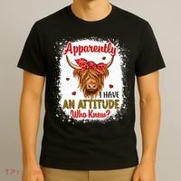 Bleached Highland Cow Apparently I Have An Attitude Who Knew T-Shirt thumb 3