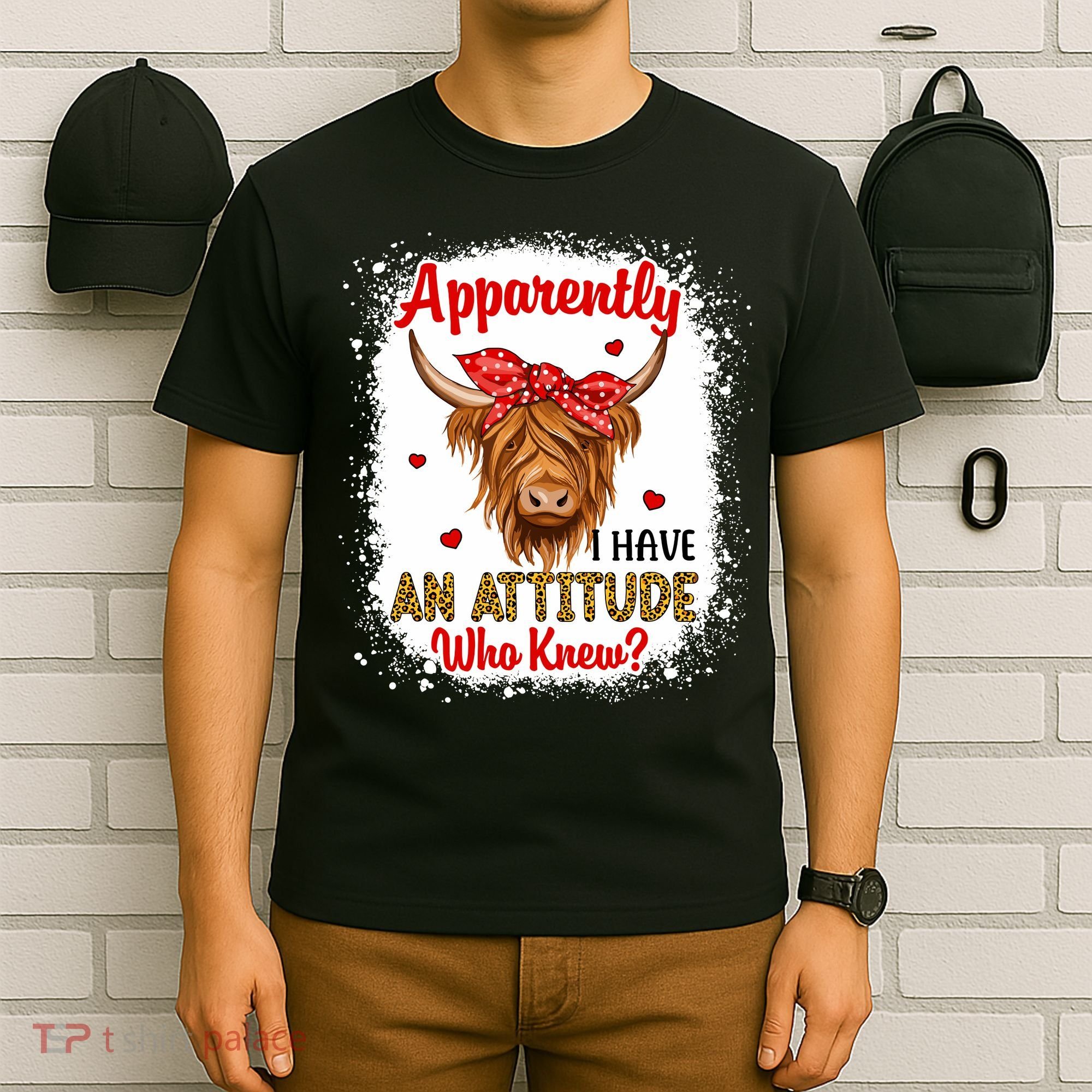 Bleached Highland Cow Apparently I Have An Attitude Who Knew T-Shirt