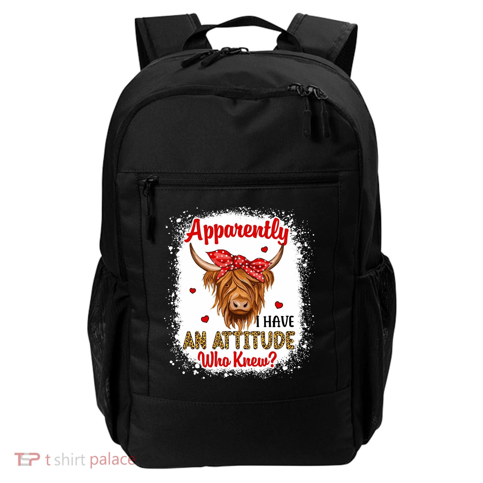 Bleached Highland Cow Apparently I Have An Attitude Who Knew Backpack