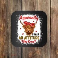 Bleached Highland Cow Apparently I Have An Attitude Who Knew Coaster thumb 0